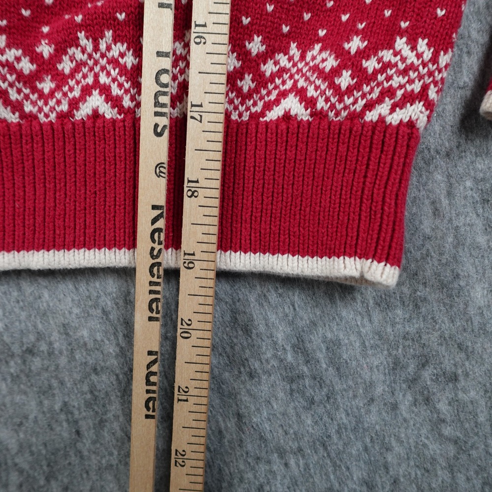 Vintage‎ LL Bean Sweater Boys Size 8 Red Nordic Fair Isle Snowflake 1/4 Zip - Picture 9 of 10